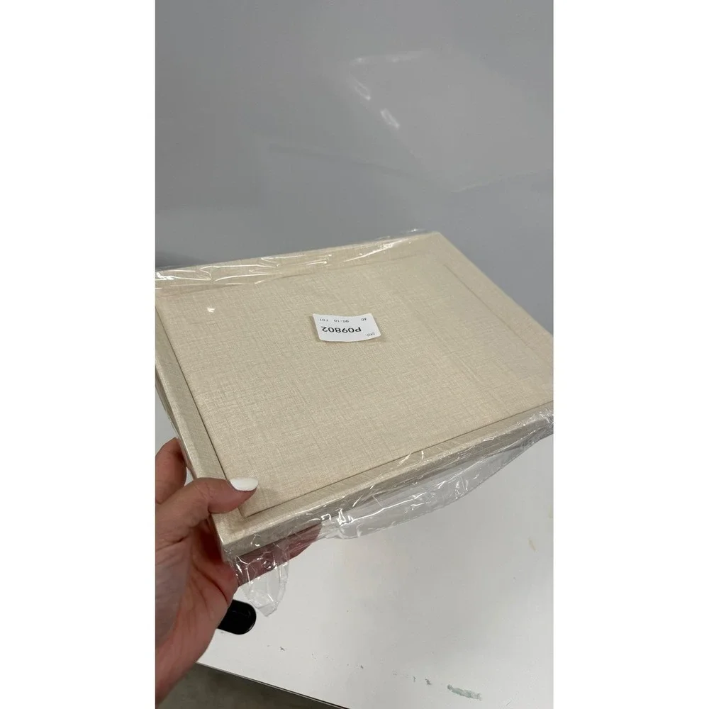 Linen Jewelry Display Tray Beige Stackable Organizer Showcase P09802